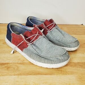 Hey Dude Red and Blue Loafers